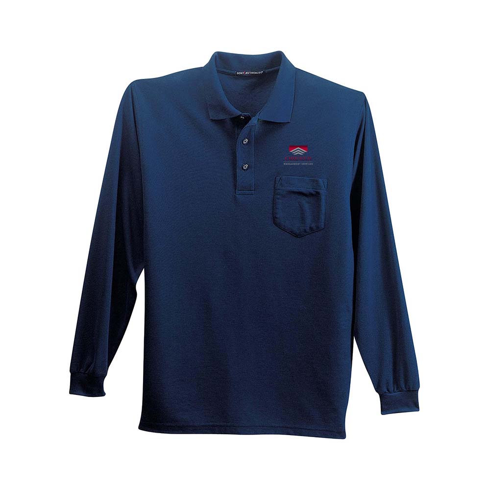 Port Authority Long Sleeve Silk Touch Polo with Pocket